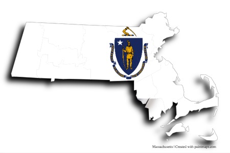 Massachusetts Bayrağı (Massachusetts haritası üzerinde)