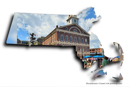 Faneuil Salonu (Massachusetts haritası üzerinde)