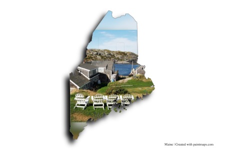Monhegan Adası (Maine haritası üzerinde)