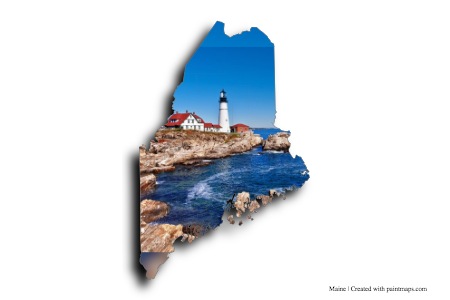 Eski Liman ve Portland Head Deniz Feneri (Maine haritası üzerinde)