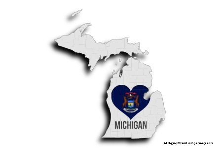 Me encanta Michigan (en el mapa de Michigan)