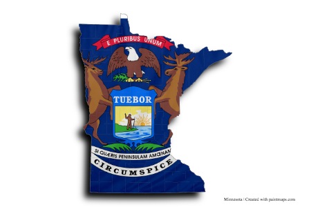  Minnesota flag (on Minnesota map)