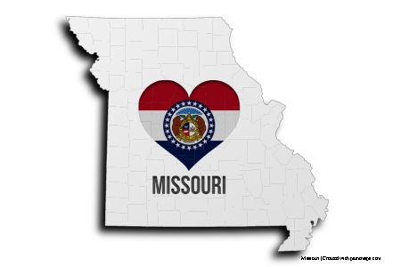 Me encanta Missouri (en el mapa de Misuri)