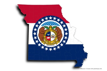 Bandera Missouri (en el mapa de Misuri)