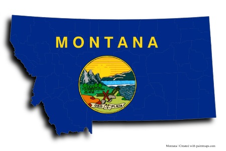 Flag of Montana (on Montana map)