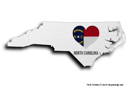 Me encanta Carolina del Norte (en el mapa de Carolina del Norte)