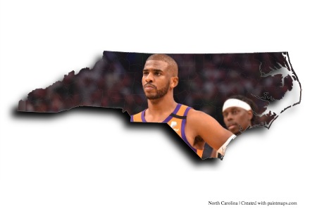 Chris Paul (en el mapa de Carolina del Norte)