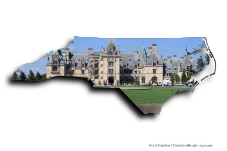 Mansión Asheville Biltmore (en el mapa de Carolina del Norte)