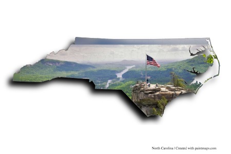 Parque estatal Chimney Rock (en el mapa de Carolina del Norte)