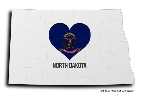 Me encanta Dakota del Norte (en el mapa de Dakota del Norte)