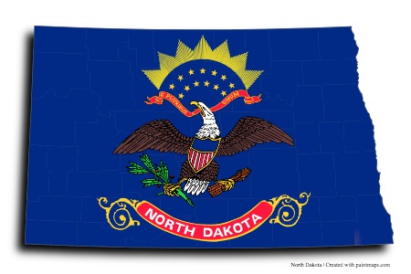 Bandera de Dakota del Norte (en el mapa de Dakota del Norte)