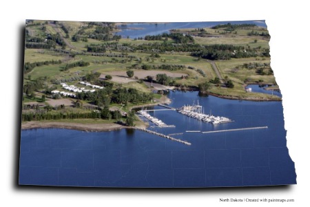 Lago Sakakawea (en el mapa de Dakota del Norte)