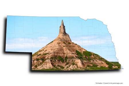 Sitio Histórico Nacional Chimney rock (en el mapa de Nebraska)