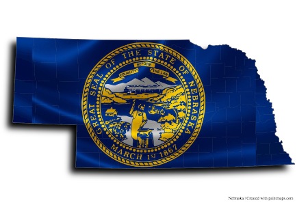 Bandera de nebraska (en el mapa de Nebraska)