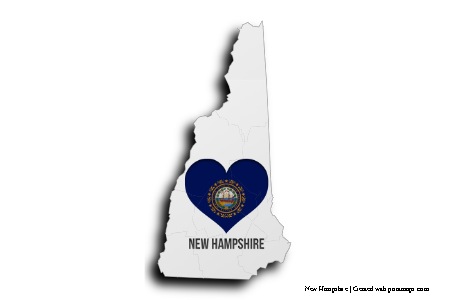 Me encanta New Hampshire (en el mapa de New Hampshire)
