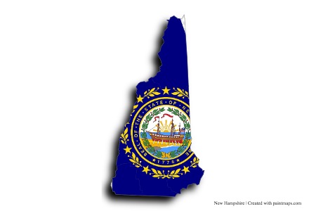 Bandera de new hampshire (en el mapa de New Hampshire)