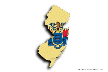 bandera, de, nueva jersey (en el mapa de New Jersey)