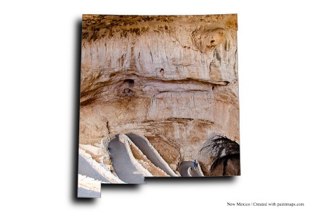 Carlsbad Mağaralarının Girişi (New Mexico haritası üzerinde)