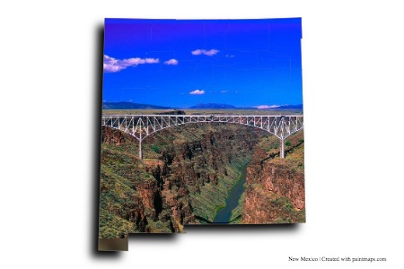 Rio Grande Gorge Köprüsü (New Mexico haritası üzerinde)