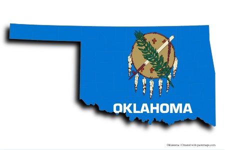 Oklahoma bayrağı (Oklahoma haritası üzerinde)