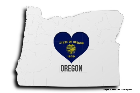 Oregon'u Seviyorum (Oregon haritası üzerinde)
