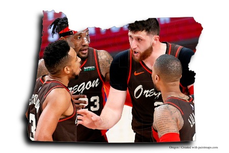 portland trail blazers (Oregon haritası üzerinde)