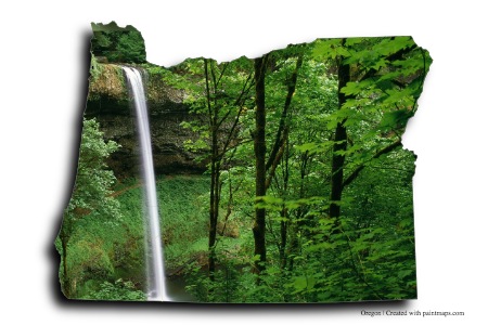 Silver Falls Eyalet Parkı (Oregon haritası üzerinde)
