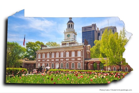 Philadelphia (Pensilvanya haritası üzerinde)