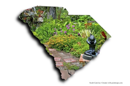 Brookgreen Bahçeleri (Güney Carolina haritası üzerinde)