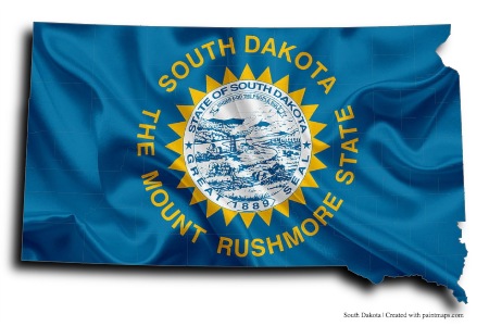 Flag of South Dakota (on South Dakota map)
