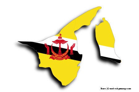 Brunei Bayrağı (Brunei haritası üzerinde)