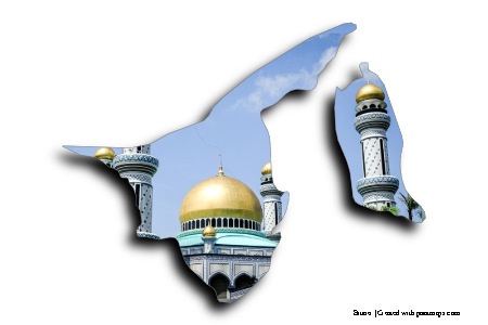 Jame'Asr Hassanil Bolkiah Camii (Brunei haritası üzerinde)