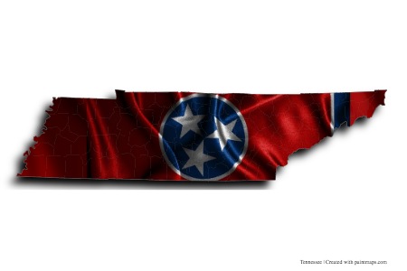 Tennessee bayrağı (Tennessee haritası üzerinde)