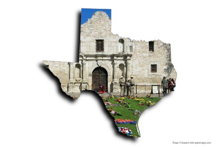 Alamo (Teksas haritası üzerinde)