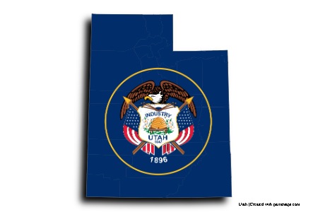 Flag of Utah (on Utah map)