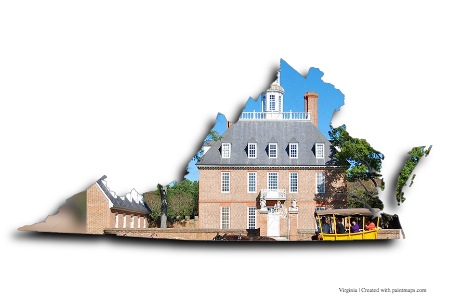 Colonial Williamsburg (Virjinya haritası üzerinde)