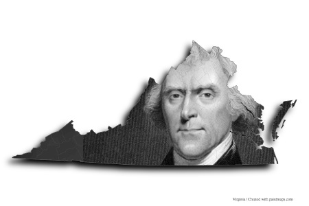 Thomas Jefferson (Virjinya haritası üzerinde)