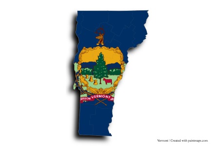 Vermont flag (on Vermont map)