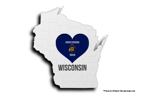 Wisconsin'i Seviyorum (Wisconsin haritası üzerinde)