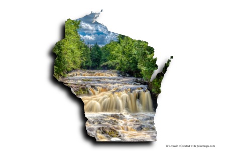 Copper Falls Eyalet Parkı (Wisconsin haritası üzerinde)