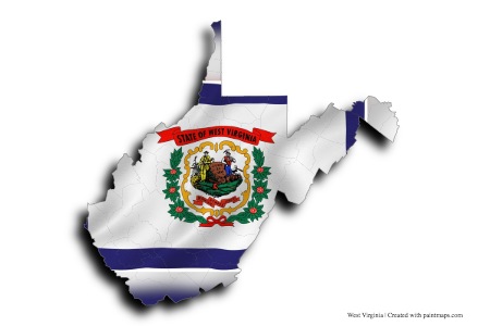 West Virginia Flag (on West Virginia map)