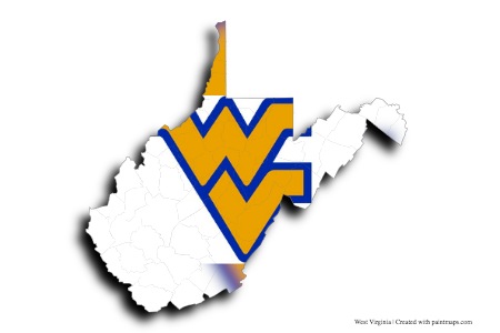 West Virginia Baseball Team Flag (on West Virginia map)