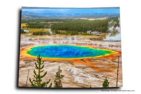 Yellowstone Ulusal Parkı (Wyoming haritası üzerinde)