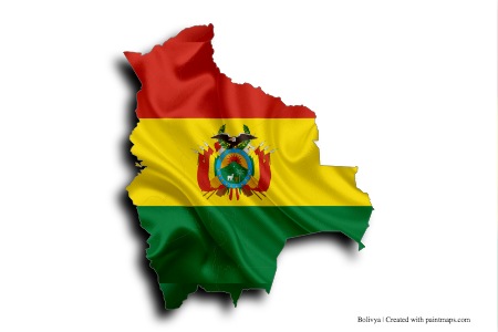 Bandera de Bolivia (en el mapa de Bolivia)
