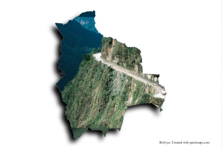 Carretera Yungas (en el mapa de Bolivia)