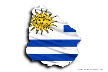Flag of Uruguay (on Uruguay map)