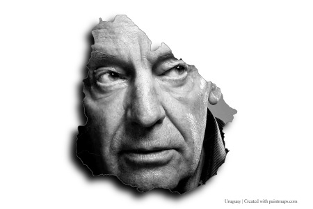 Eduardo Galeano (on Uruguay map)