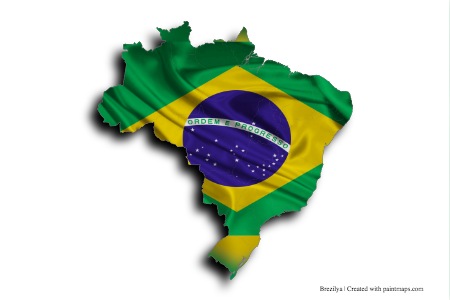 Flag of Brazil (on Brazil map)
