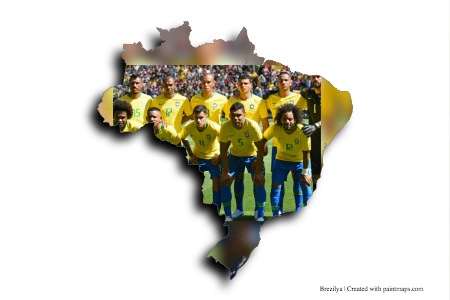 Brazil Football Team (on Brazil map)
