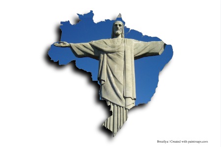 Statue of Christ the Redeemer (on Brazil map)